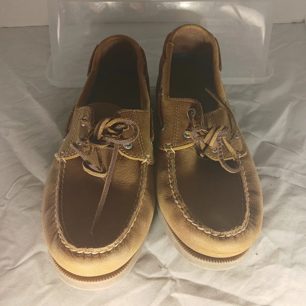 Dockers Mens Brown Leather Boat‎ Shoes Lace Up Moccasins Size 9M